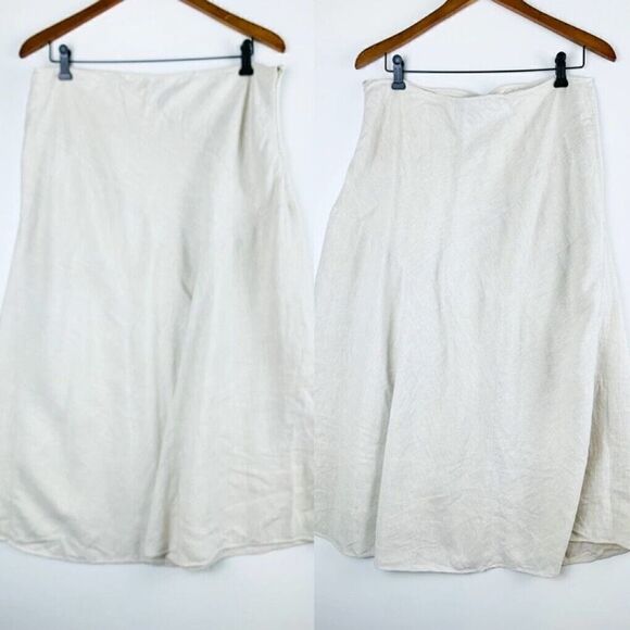 Style & Co Women's Size 12 Linen Skirt A-Line Flared Side Zip Beige Lagenlook - Picture 1 of 5
